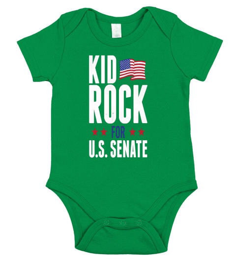 kid rock for us senate shirt 2018 in rock we trust Short Sleeve Baby One-Piece