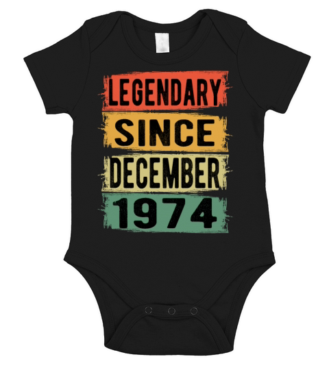 Birthday Retro Legendary December 1974 Short Sleeve Baby One-Piece