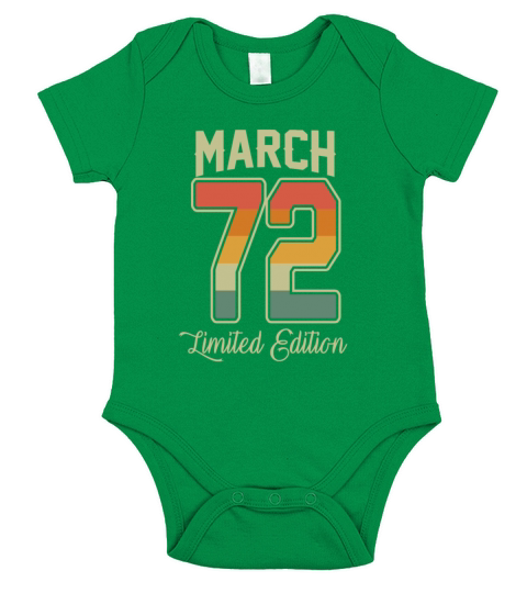 Vintage 50th Birthday March 1972 Sports Gift Short Sleeve Baby One-Piece