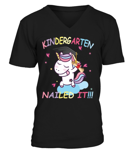 Dabbing Unicorn Kindergarten Nailed It Graduate Men's V-Neck T-shirt