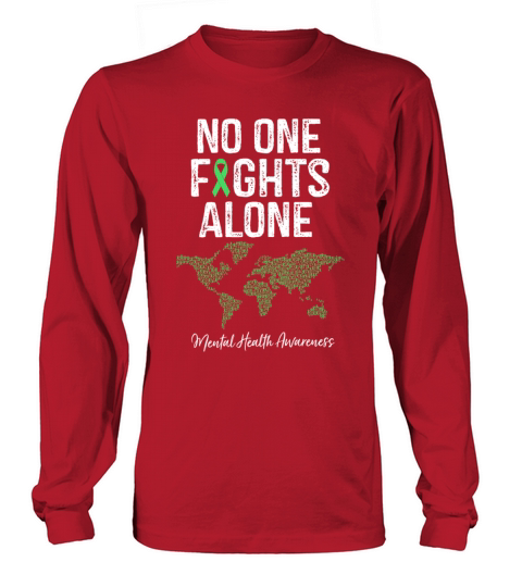 No One Fights Alone Mental Health Awareness Gift Men's Long Sleeve