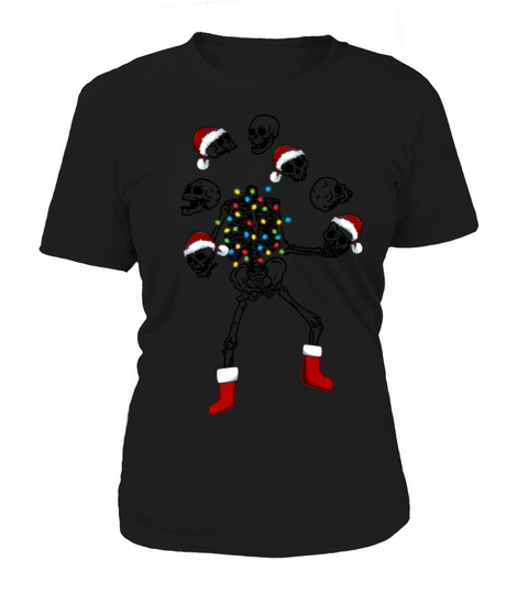 Creepy christmas skull juggling skeleton santa Women's T-Shirt