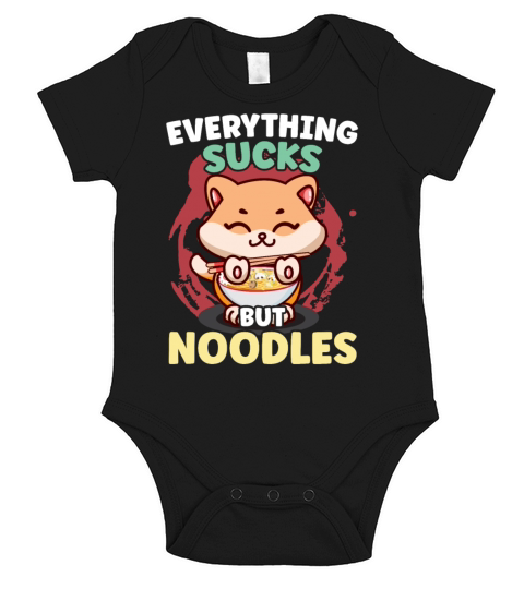 Ramen Noodle Cat Pastel Goth Anime Lover Kawaii Ja Short Sleeve Baby One-Piece