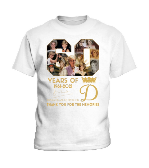 60 Years of 1961 2021 signature Diana Frances Spencer thank you for the memories Kids T-Shirt