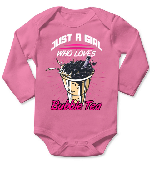 Bubble Tea Boba Drink Milk Drinking Cute Ball Gift Long Sleeve Baby One-Piece