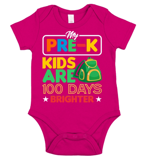 PreK Teacher 100 Days Brighter Short Sleeve Baby One-Piece