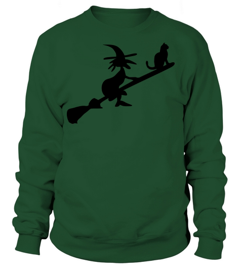 Witch and cat on broom Women's Sweatshirt