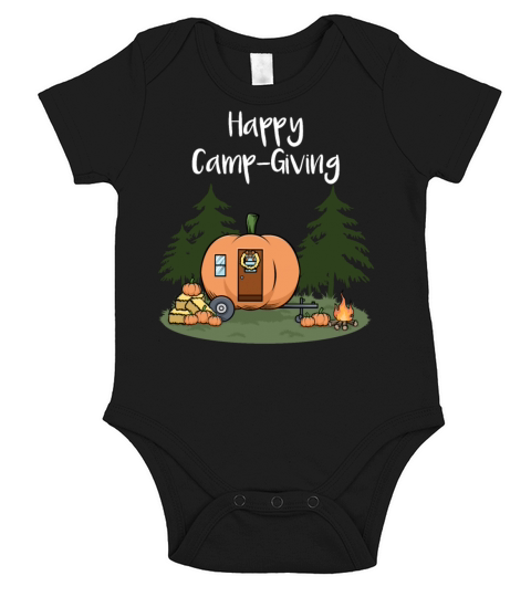 Thanksgiving Camping Pumpkin Pie Turkey Camper Short Sleeve Baby One-Piece