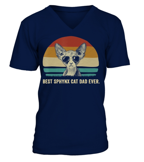 Mens Vintage Best Sphynx Cat Dad Ever Shirts Funny Gift T-Shirt V-Neck T-shirt