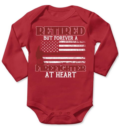 Retired Fire Fighter Thin Red Line Fireman Long Sleeve Baby One-Piece