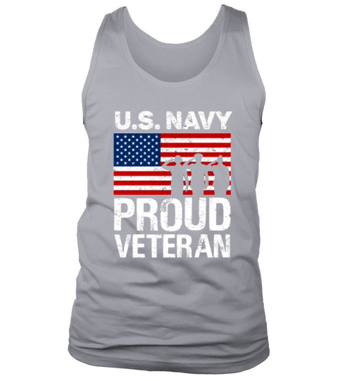 Proud Veteran US Navy Red White Blue Flag Patriotic Design Great for 4th of July Men's Tank Top