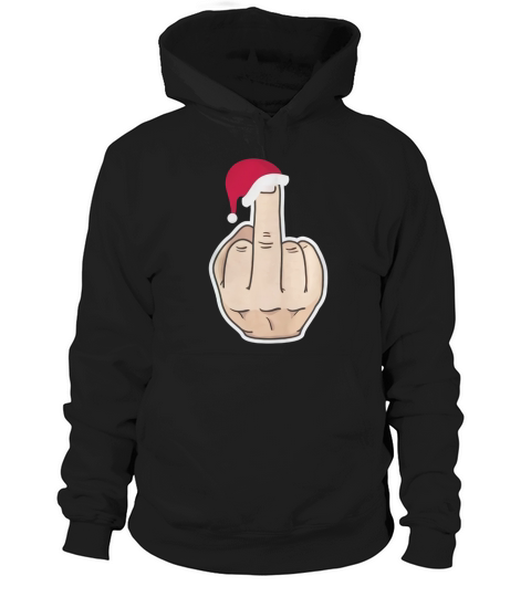 Middle Finger With Santas Hat Funny Xmas Lightweight Hoodie UGLY CHRISTMAS SWEATER Hoodie Unisex