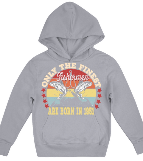 70Th Fishermen Birthday Gift -Born In 1951 Fishing Kids Hoodie