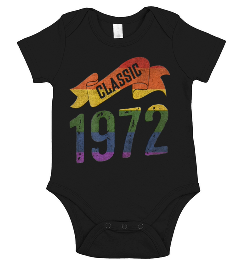Classic 1972 Rainbow Colors Short Sleeve Baby One-Piece