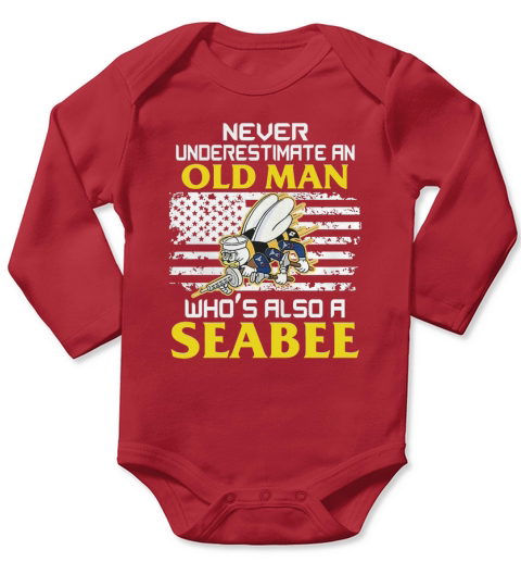 NAVY SEABEE VETERAN TSHIRT Long Sleeve Baby One-Piece