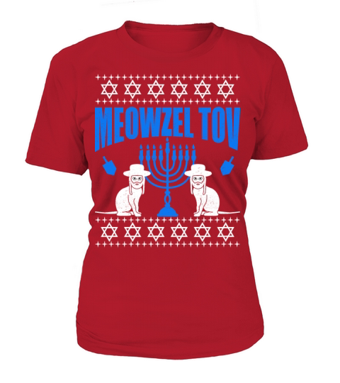 Meowzel Tov Jewish Hanukkah Chanukah Ugly Cat Women's T-Shirt