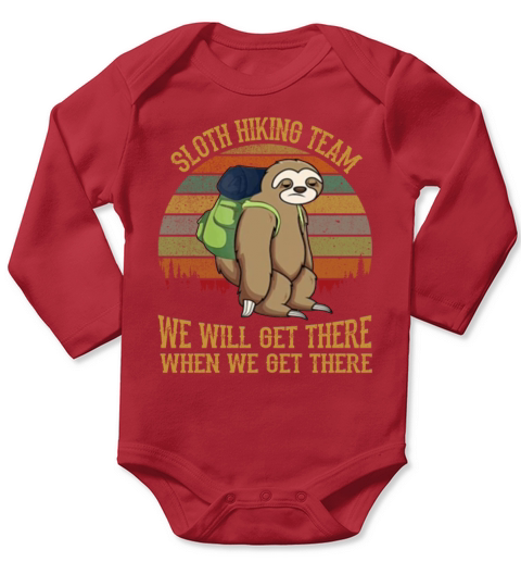 Sloth Hiking Team We Will Get There Funny Vintage Long Sleeve Baby One-Piece