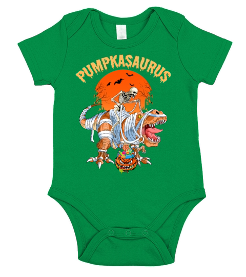 Halloween Pumpkasaurus Dinosaur Pumpkin Short Sleeve Baby One-Piece