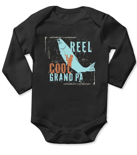 REEL COOL GRANDPA Mens Funny Fishing T-Shirt Long Sleeve Baby One-Piece