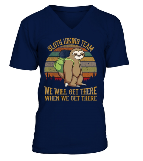 Sloth Hiking Team We Will Get There Funny Vintage Men's V-Neck T-shirt