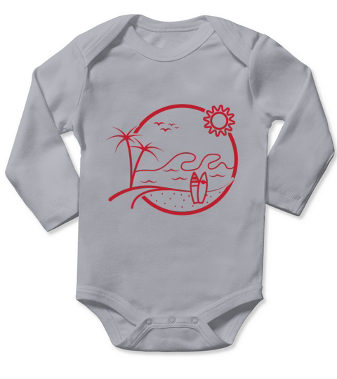 surfing beach sea palms sun birds lake gift Long Sleeve Baby One-Piece