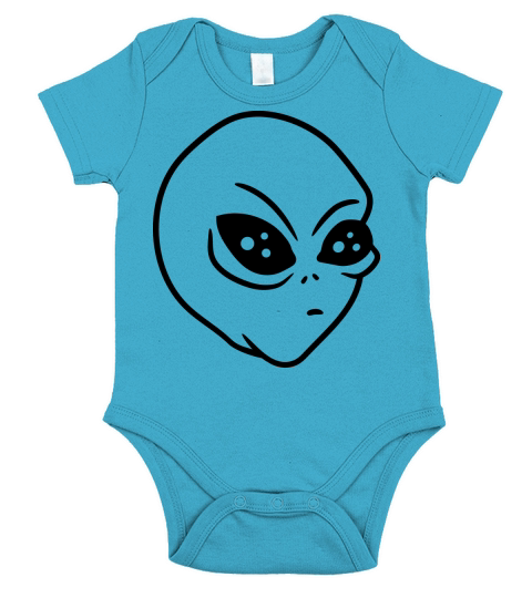 head face alien alien space ufo space visitor gray Short Sleeve Baby One-Piece