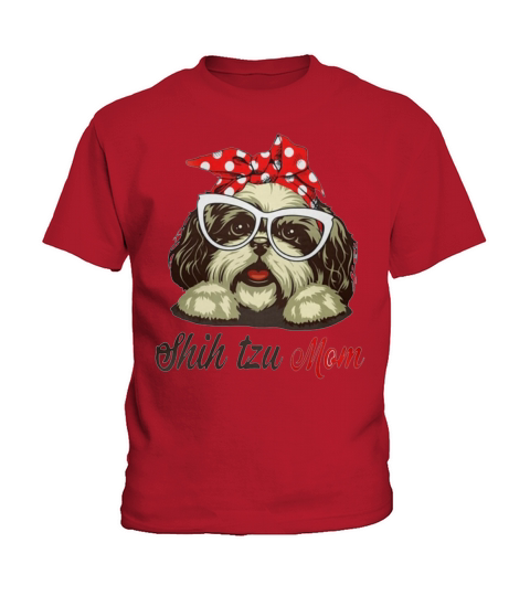 Dog mom â€“ Shih tzu mom bow head scarf shirt Kids T-Shirt