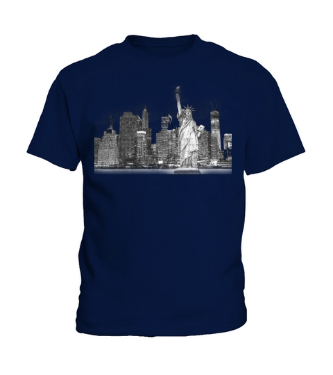 Statue Of Liberty New York Skyline Night Kids T-Shirt