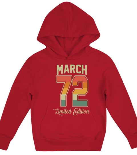 Vintage 50th Birthday March 1972 Sports Gift Kids Hoodie