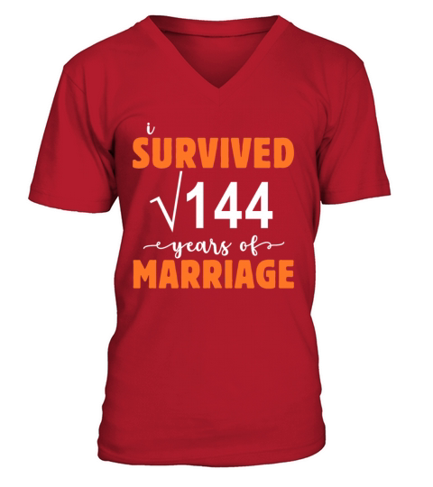 I Survive 144 Years of Marriage Wedding Anniversar Men's V-Neck T-shirt