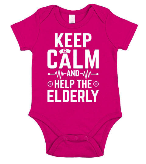 Stay calm and help the elderly seniors Short Sleeve Baby One-Piece