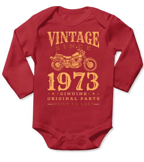 1973 Vintage born Motorcycle Birthday gift idea Long Sleeve Baby One-Piece