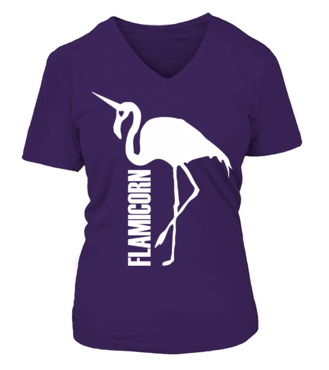 flamingo unicorn hybrid creature hybrids white V-neck T-Shirt Woman