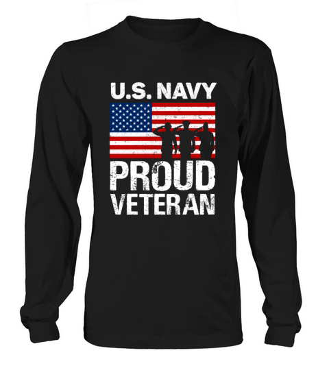 Proud Veteran US Navy Red White Blue Flag Patriotic Design Great for 4th of July Women's Long Sleeve