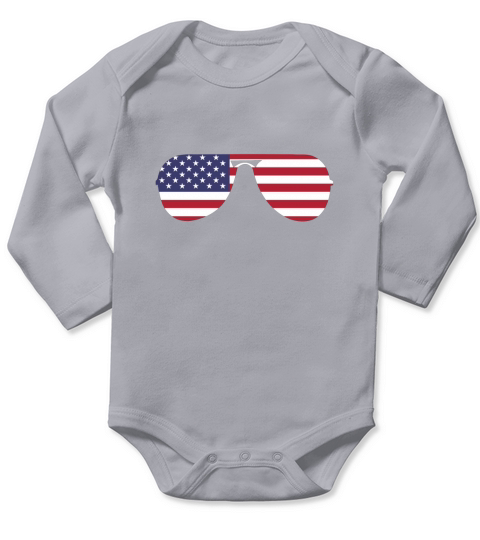 Biden Aviator Sunglasses Patriotic USA Flag Long Sleeve Baby One-Piece