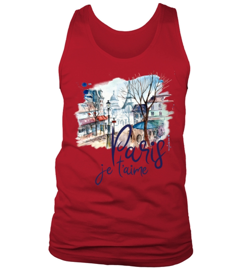 Paris Je Taime Souvenir France Watercolor Art Men's Tank Top
