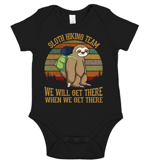Sloth Hiking Team We Will Get There Funny Vintage Short Sleeve Baby One-Piece