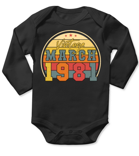 Born March 1981 Retro Long Sleeve Baby One-Piece