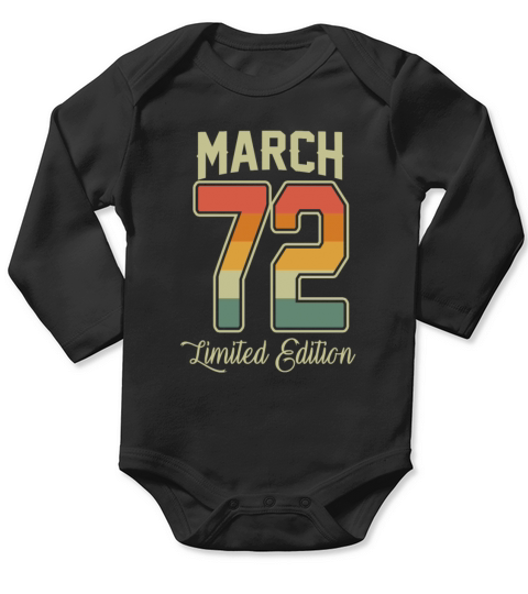 Vintage 50th Birthday March 1972 Sports Gift Long Sleeve Baby One-Piece