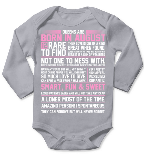 Queens Are Born In August Long Sleeve Baby One-Piece