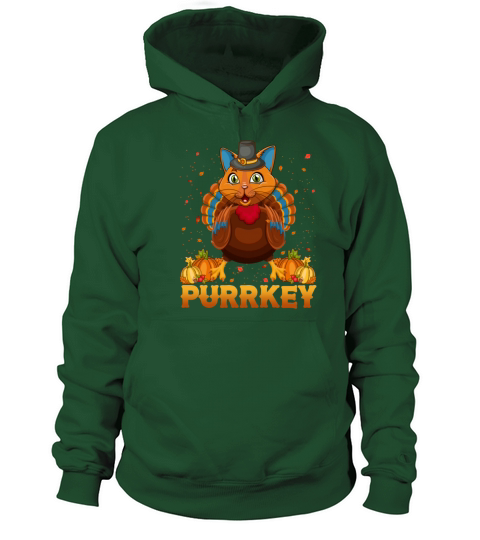 Purrkey Turkey Cat Pun Thanksgiving Cat Lover Men's Hoodie