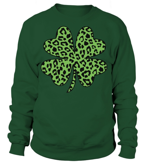 Cute Green Leopard Pattern Shamrock St Patricks Da Sweatshirt Unisex