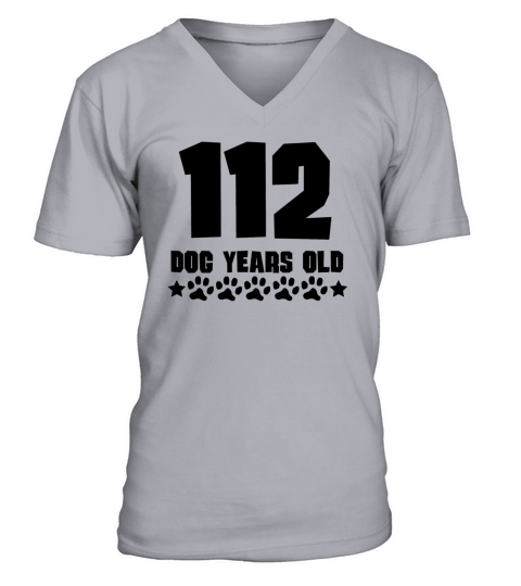112 Dog Years Old Funny 16th Birthday Men's V-Neck T-shirt
