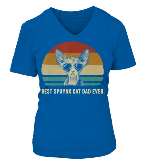 Mens Vintage Best Sphynx Cat Dad Ever Shirts Funny Gift T-Shirt V-neck T-Shirt Woman