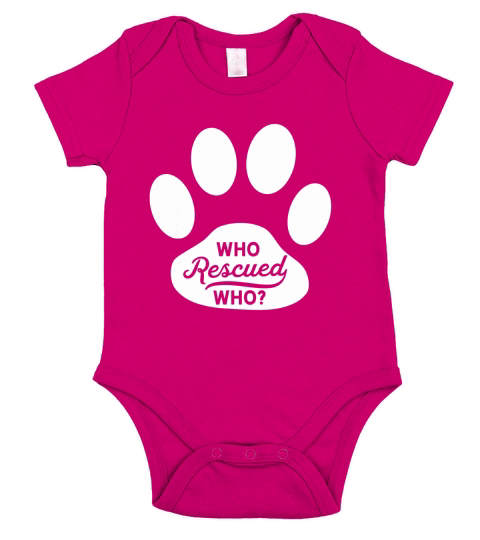 Who Rescued Who Dog Adoption Animal Rescue Tshirt Short Sleeve Baby One-Piece