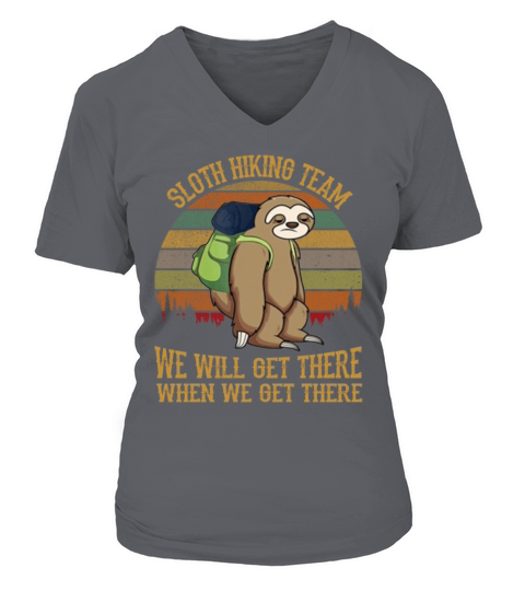Sloth Hiking Team We Will Get There Funny Vintage Women's V-Neck T-shirt