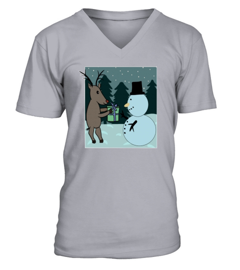 Christmas deer and snowman Men's V-Neck T-shirt