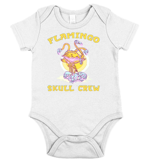 Flamingo Skull Halloween bones gift Short Sleeve Baby One-Piece