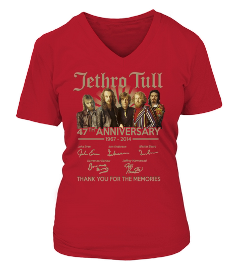 Jethro Tull 47th anniversary 1967 2014 signature thank you for the memories V-neck T-Shirt Woman