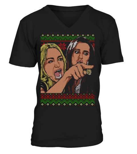 Woman Yelling at Cat meme 2 - Ugly Sweater Men's V-Neck T-shirt